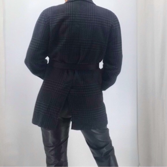 Escada Vintage 80’s Plaid Wool Oversized Double Breasted Long Boyfriend Blazer - Picture 6 of 16